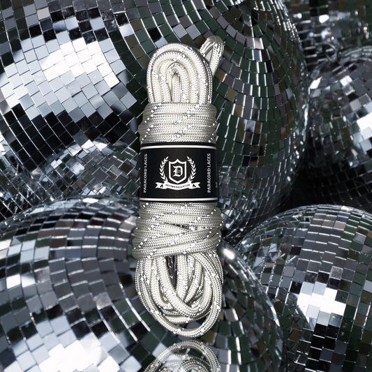 Paracord Reflective Tipped Laces - Disco (White)