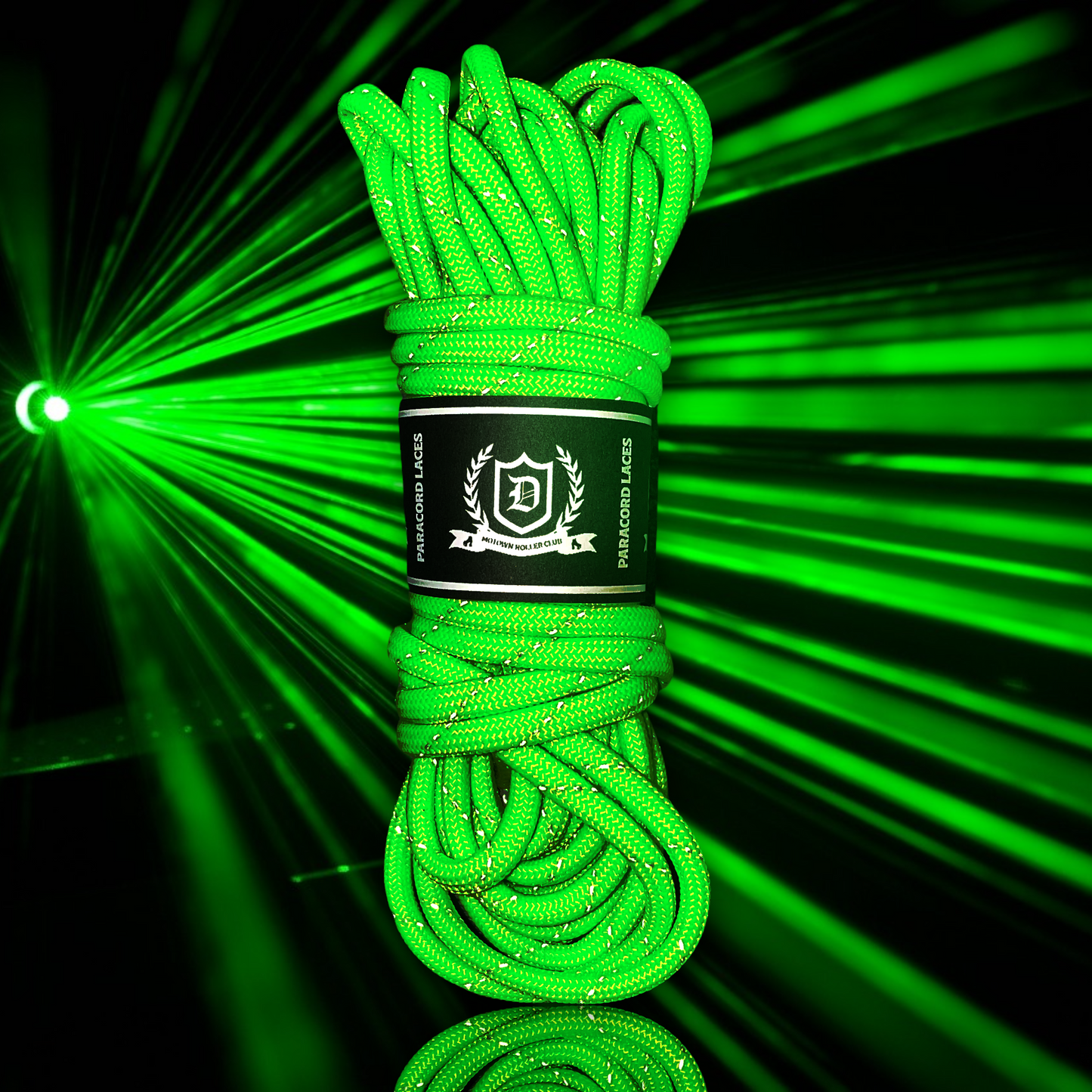 Paracord Reflective Tipped Laces - Rave (Neon Green) – The Motown Roller  Club