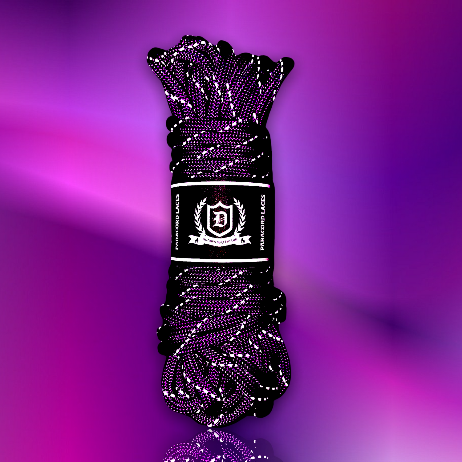 Paracord Reflective Tipped Laces - Royalty (Purple) Silver