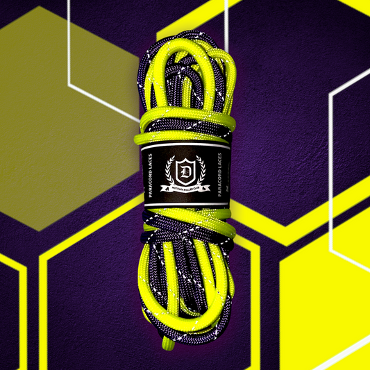 Paracord Reflective Tipped Laces - Mamba Way (Purple and Yellow)